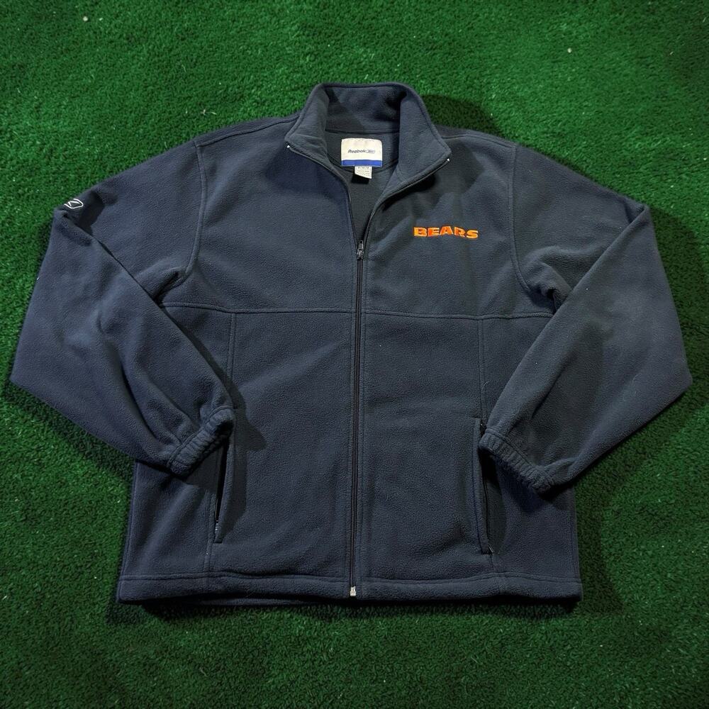 Vintage Reebok NFL Chicago Bears Full Zip Fleece Jacket Navy Blue Men’s Medium